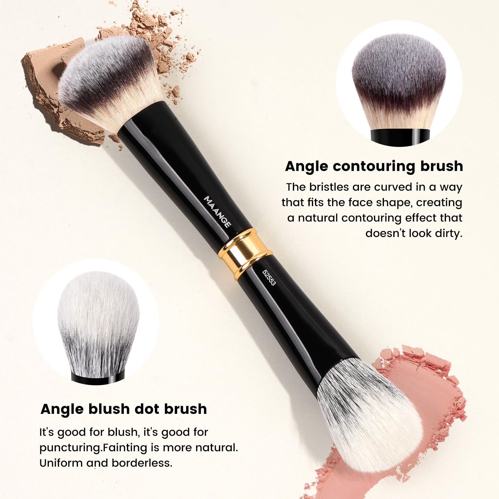 MAANGE Juego de 13 brochas de maquillaje con estuche, brochas de maquillaje de doble extremo, base, contorno, polvo, rubor, sombra de ojos, brocha Kabuki, kit completo de maquillaje facial y ojos para