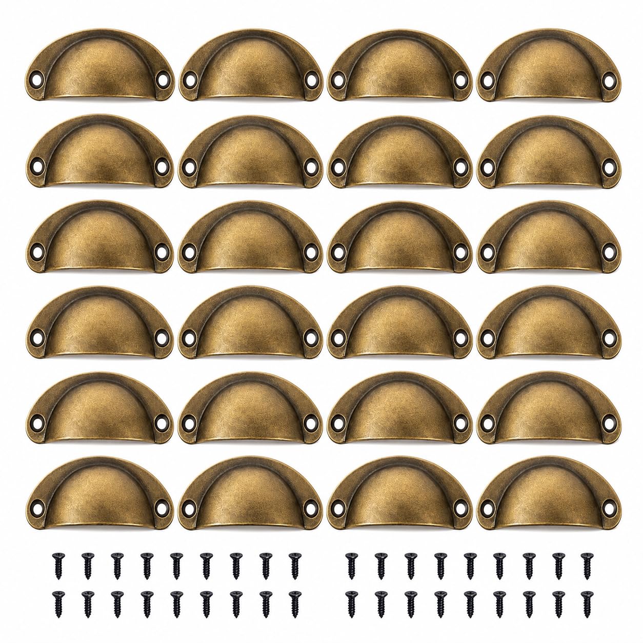 JiangZShangM 20PCS Vintage Shell Cup Pull Handles 67mm, Shell Cup Handles, Antique Bronze Cupboard Handles, Half-Moon Design Handles for Chest of Drawers, Cabinet Doors, and Furniture
