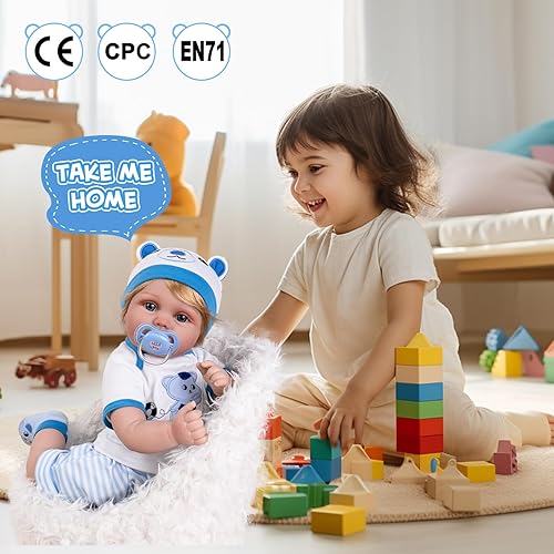 Miniatura 8 de Aori Lifelike Reborn - Muñecas de bebé recién nacido con peso de 22 pulgadas con oso conjunto de juguetes para niños