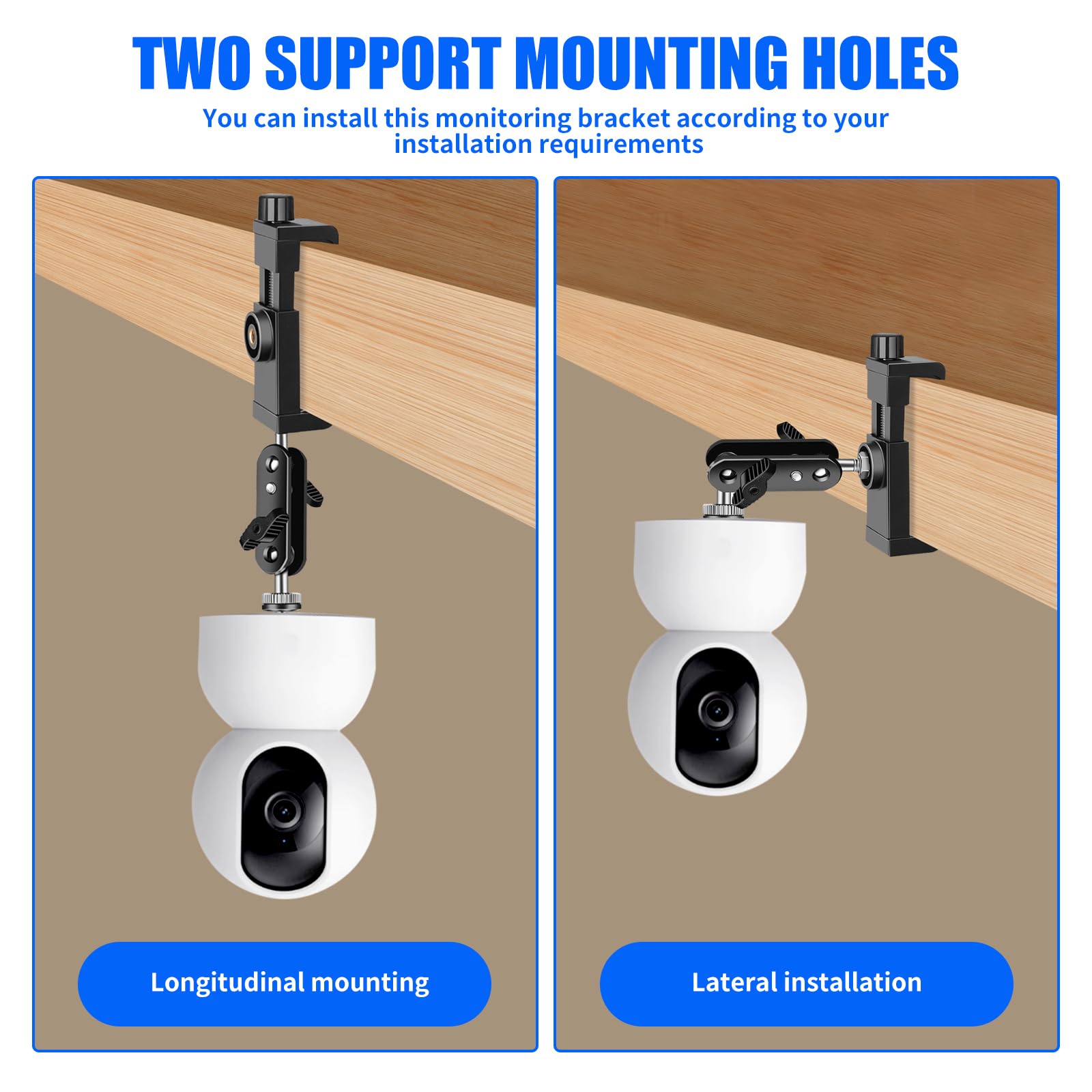 Soporte Camara Vigilancia, Abrazadera de Cámara Soporte de Montaje Cabeza Esférica 360° Soporte Cámara Pinza con Adaptador de Rosca 1/4",Ajustable Soporte de Mástil Clamp para Cámara Vigilancia