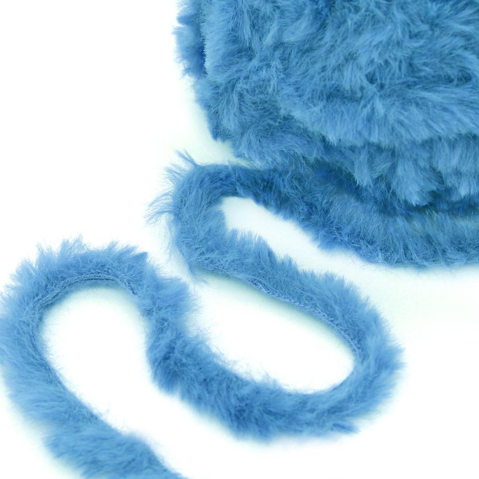Pretty Jolly 4 Balls Faux Fur Yarn Super Soft & Fluffy, Crochet & Knitting, Chunky Eyelash Yarn (Peacock Blue) - Image 3