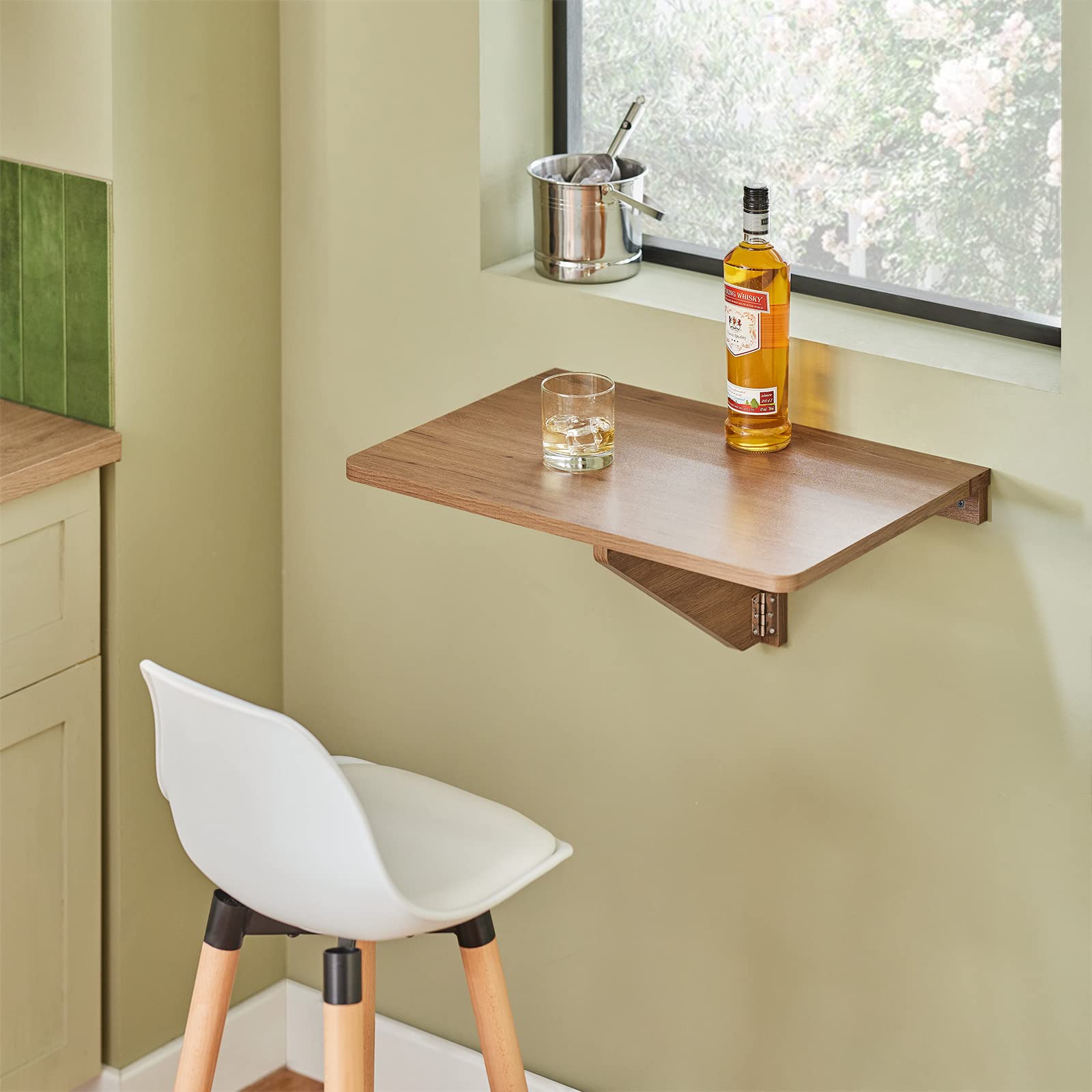 SoBuy Wandklapptisch Faltbarer Esstisch Kompakter Küchentisch Platzsparendes Design Klapptisch für Kleine Räume Wandmontierter Tisch 60x40cm Vintage FWT03-PF