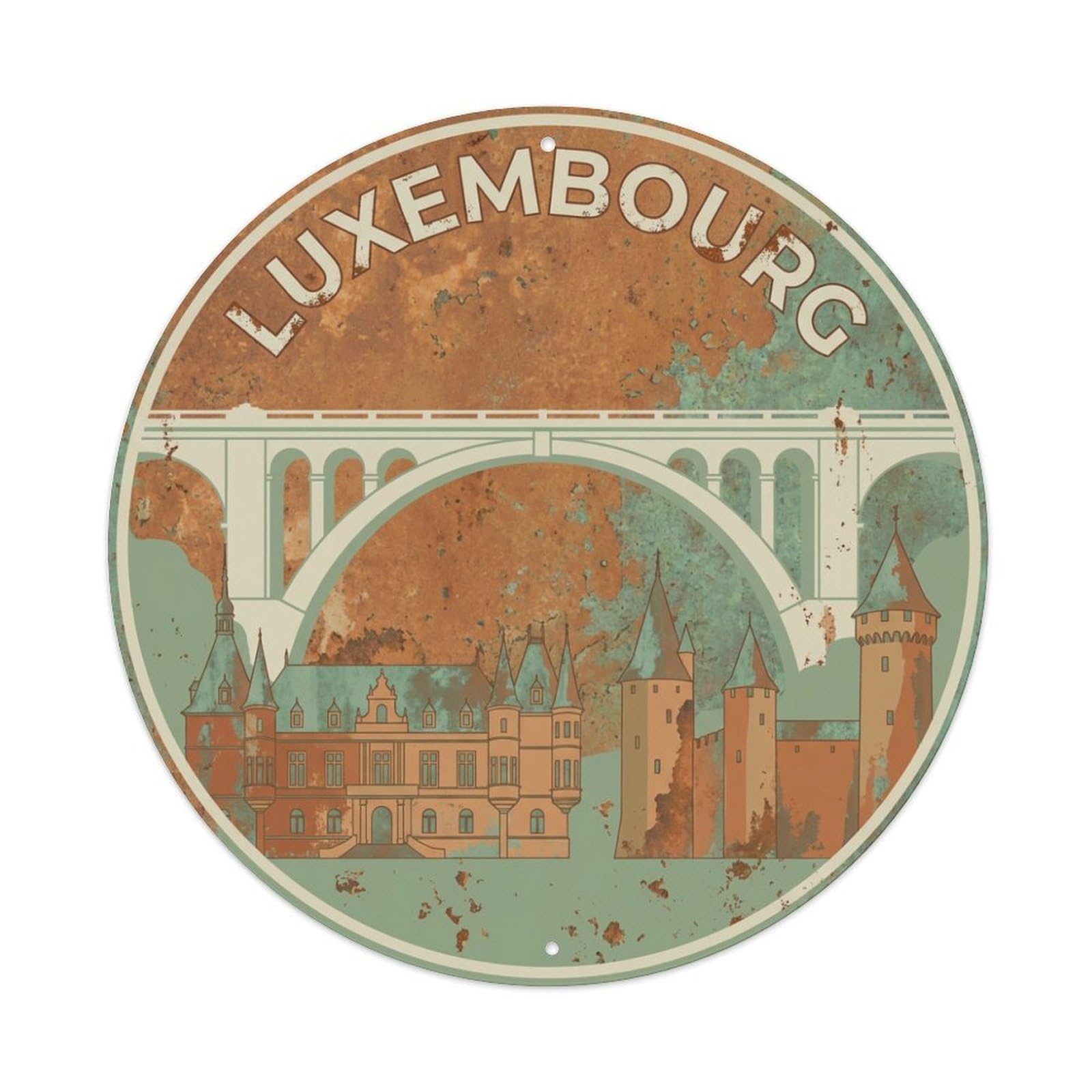 Vintage Travel Luxembourg Metal Tin Sign
