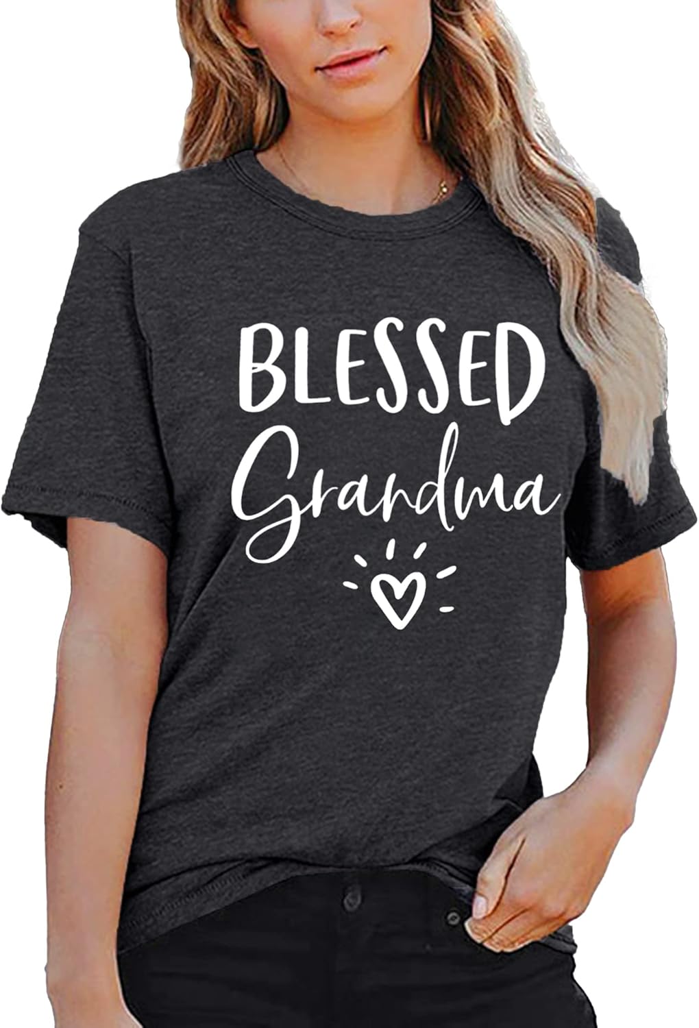 MAIHUN Blessed Grandma Shirt for Women Grandmother Heart Graphic Tees Grandma Gift T-Shirt Tops Green - Image 2