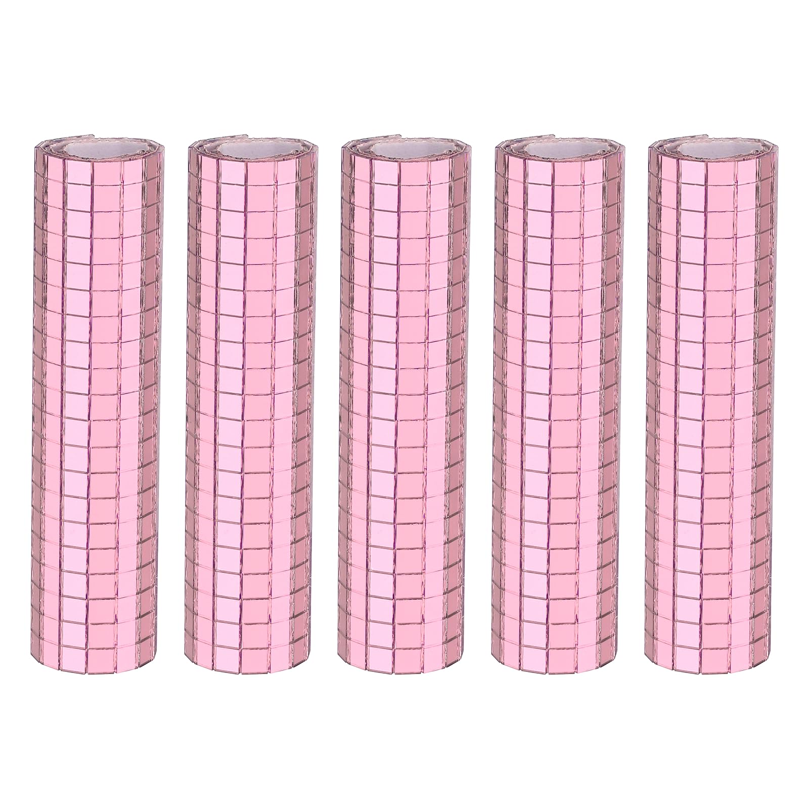 sourcing map 3000 Pcs Mirror Mosaic Tiles 5 x 5 mm Square Glass Self-Adhesive Disco Ball Mirror Tiles Sticker for DIY Craft Decoration Art Collage Card Making, Pink
