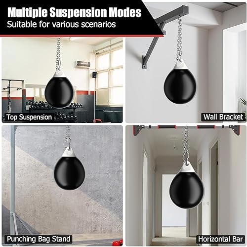 Miniatura 5 de GYMAX Saco de boxeo, bolsa de agua con inyector de agua y accesorios para colgar, bolsa de boxeo plegable resistente para gimnasio en casa, equipo