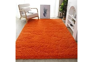 Lifup Fluffy Burnt Orange Area Rug