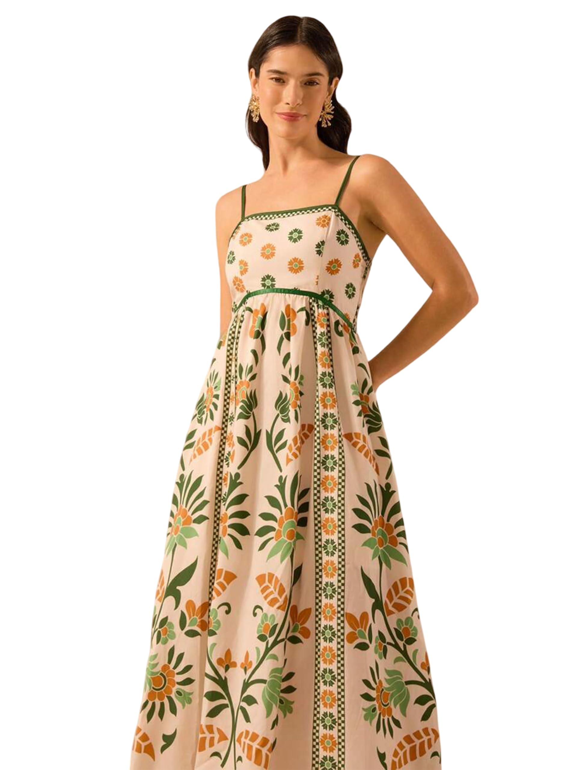 sheetal associates Women’s Cream Maxi Dress with Floral Print|Sleeveless Spaghetti Strap Fit & Flare Long Dress|Fit & Flare Dress|Party & Casual Wear-picture-28