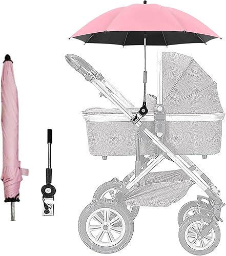 Sombrilla para cochecito de bebé, paraguas universal con abrazadera, protección UV ajustable de 360 grados, sombrilla impermeable para carrito,