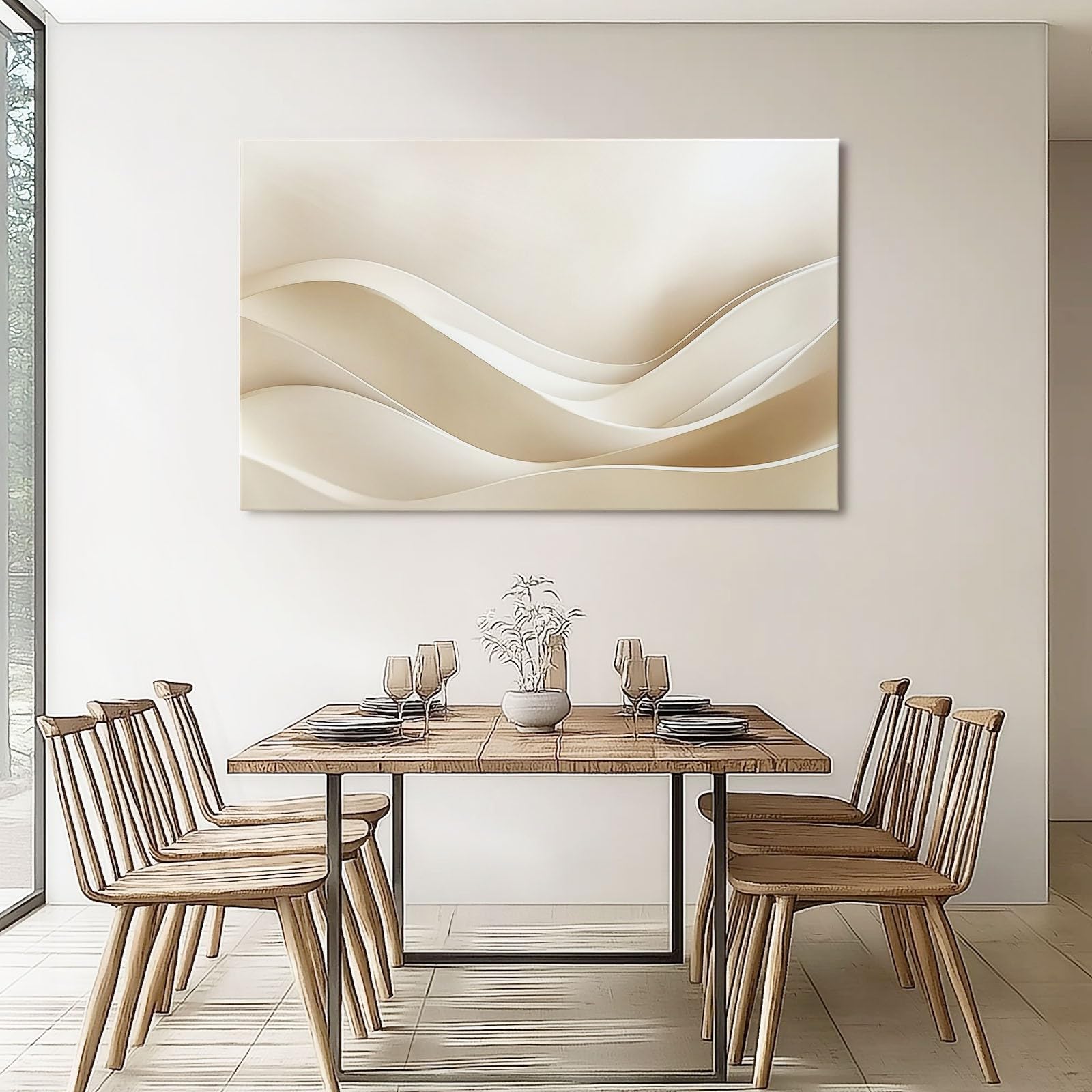 Cuadro sobre Lienzo 150 x 50 cm (Sin marco), Cuadros Lienzos Rayas Simples Y Onduladas Para Salón Dormitorio Comedor Oficina, Moderno Luz Grande Decoracion