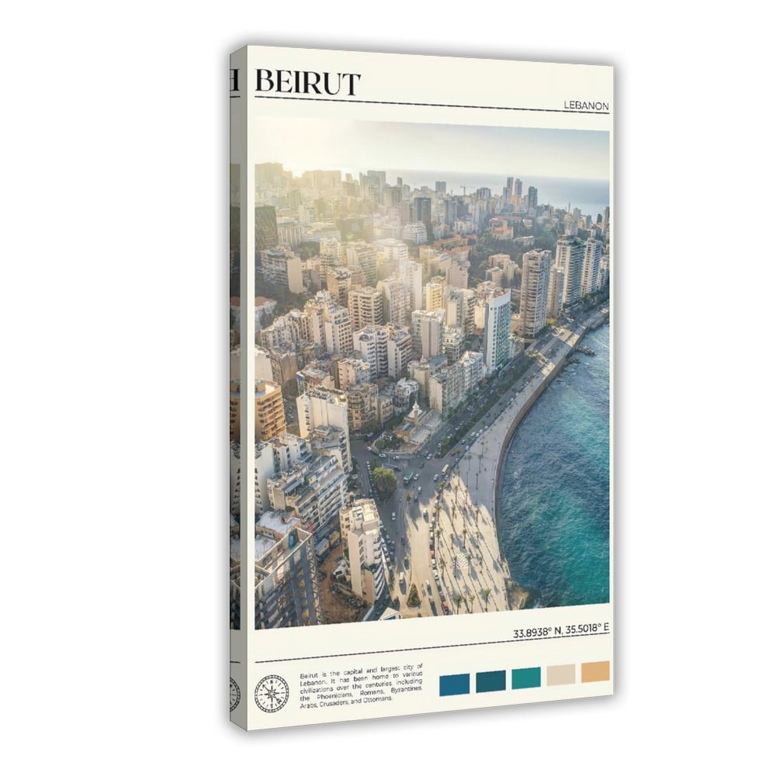 QNVJQKDSI Beirut Travel Vintage Canvas Poster Bedroom Decor Landscape Office Room Decor Gift 24" L X 36" W