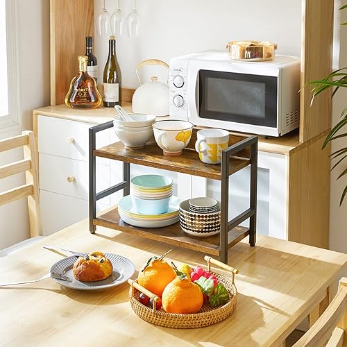 Miniatura 3 de IBUYKE Estante de especias industrial de 2 niveles, organizador de almacenamiento de escritorio, estante de condimentos de pie para encimera,