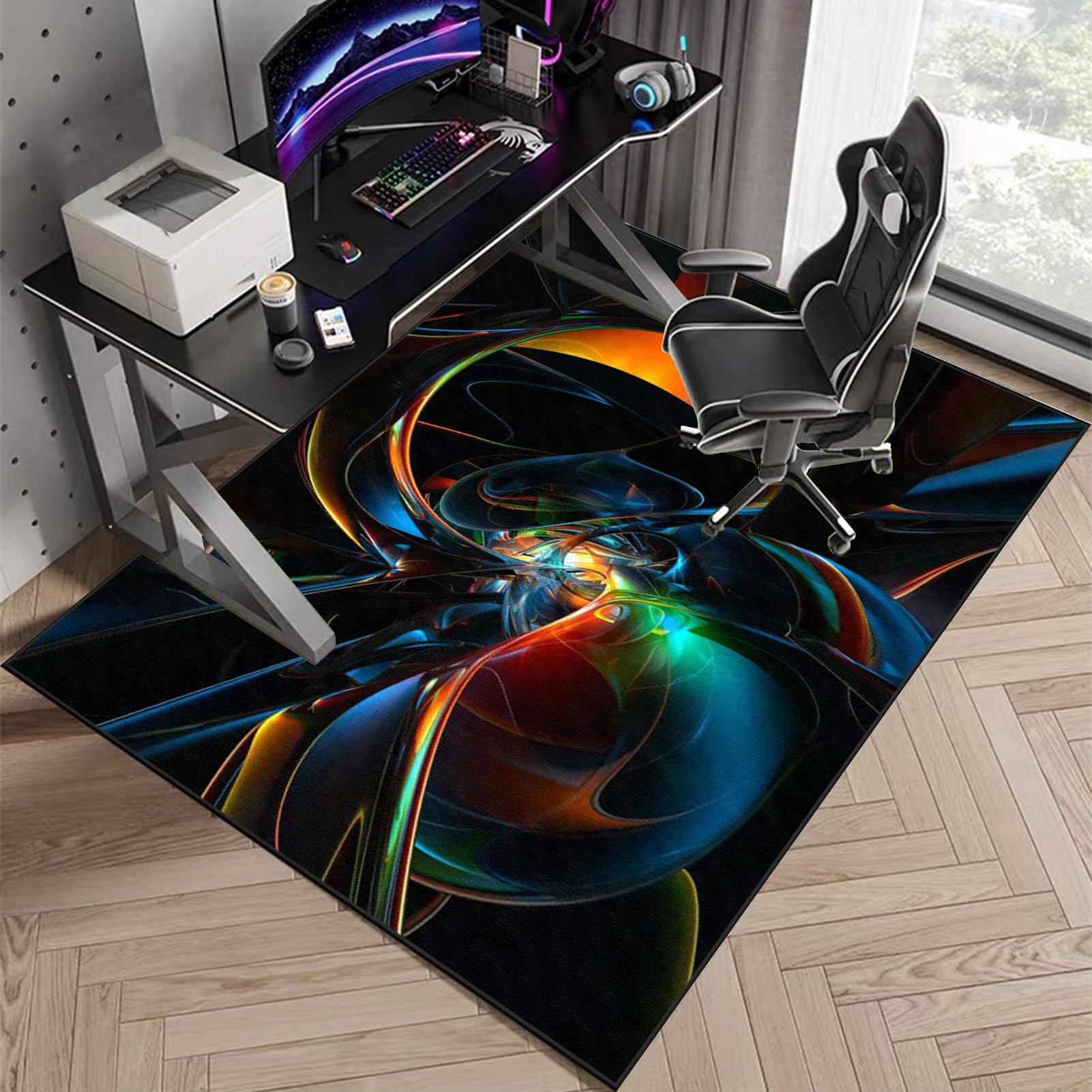 Tapis De Protection Pour Sol Dur 100x120 Cm - Antidérapant, Fibre Polyester, Pour Chaise De Bureau, Gaming