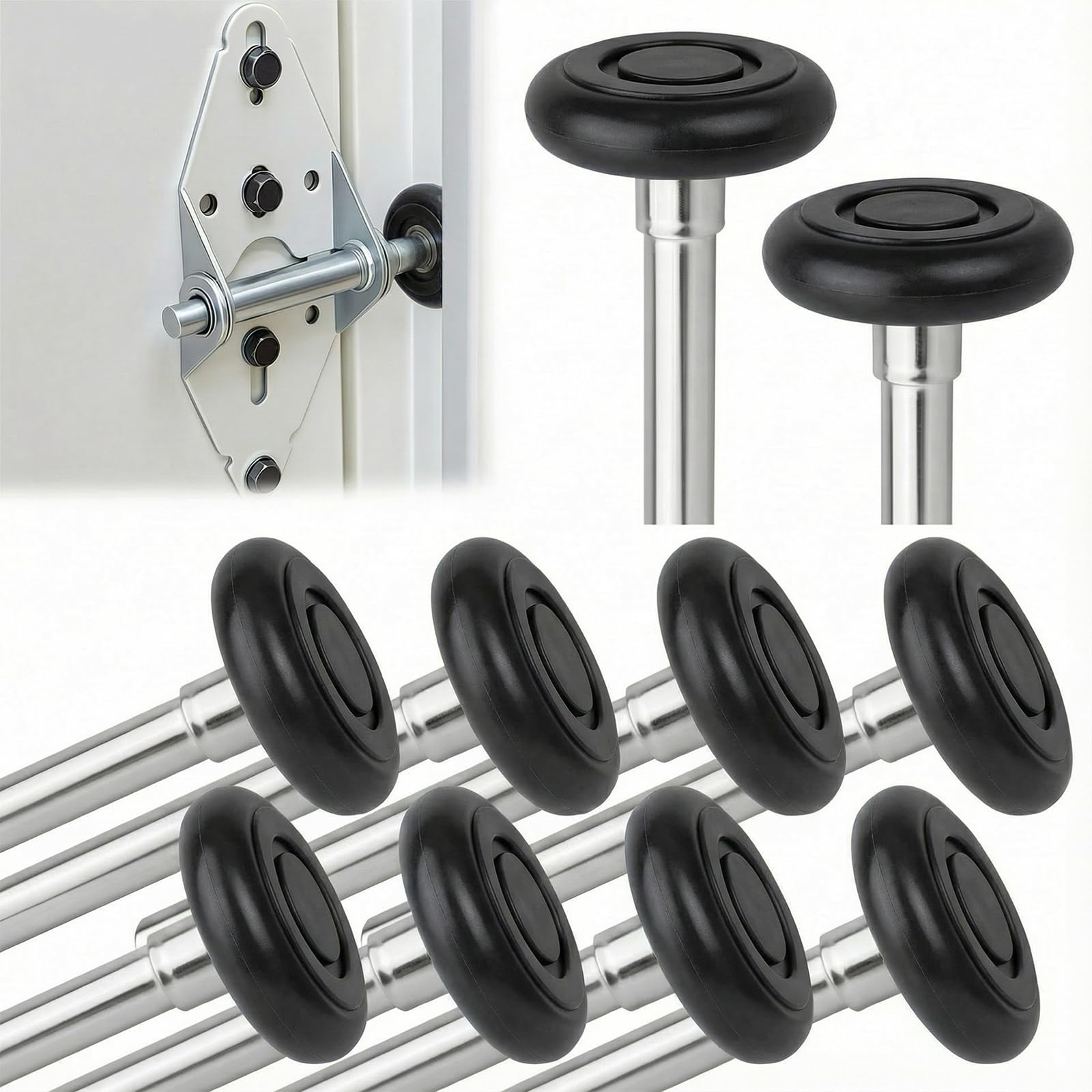 10 Pack 4" Stem 2" Black Nylon Garage Door Roller with Protective Sealed-Cap(Dustproof), Ultra Quiet &amp; Long-Lasting, Commercial High Load Capacity, Double Sealed Bearings