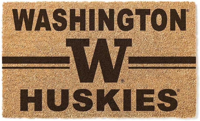 KH Sports Fan Logo Coir, 18x30 Inches, Outdoor Rug Display Your Team Spirit with This Unique Washington Huskies Doormat, One Size, Multi
