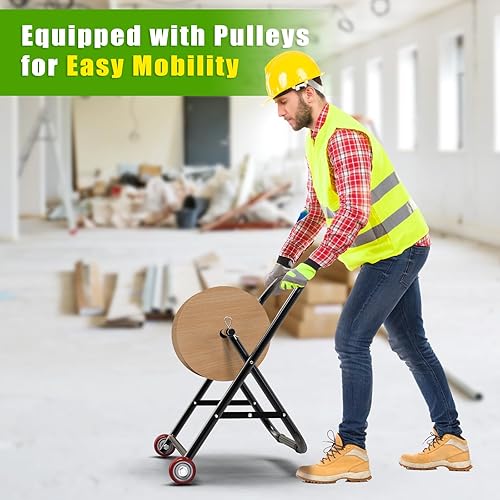 Miniatura 2 de Organizador de cables para carrete con ruedas, soporte plegable para carrete de alambre portátil, capacidad de 100 libras para mantener los cables