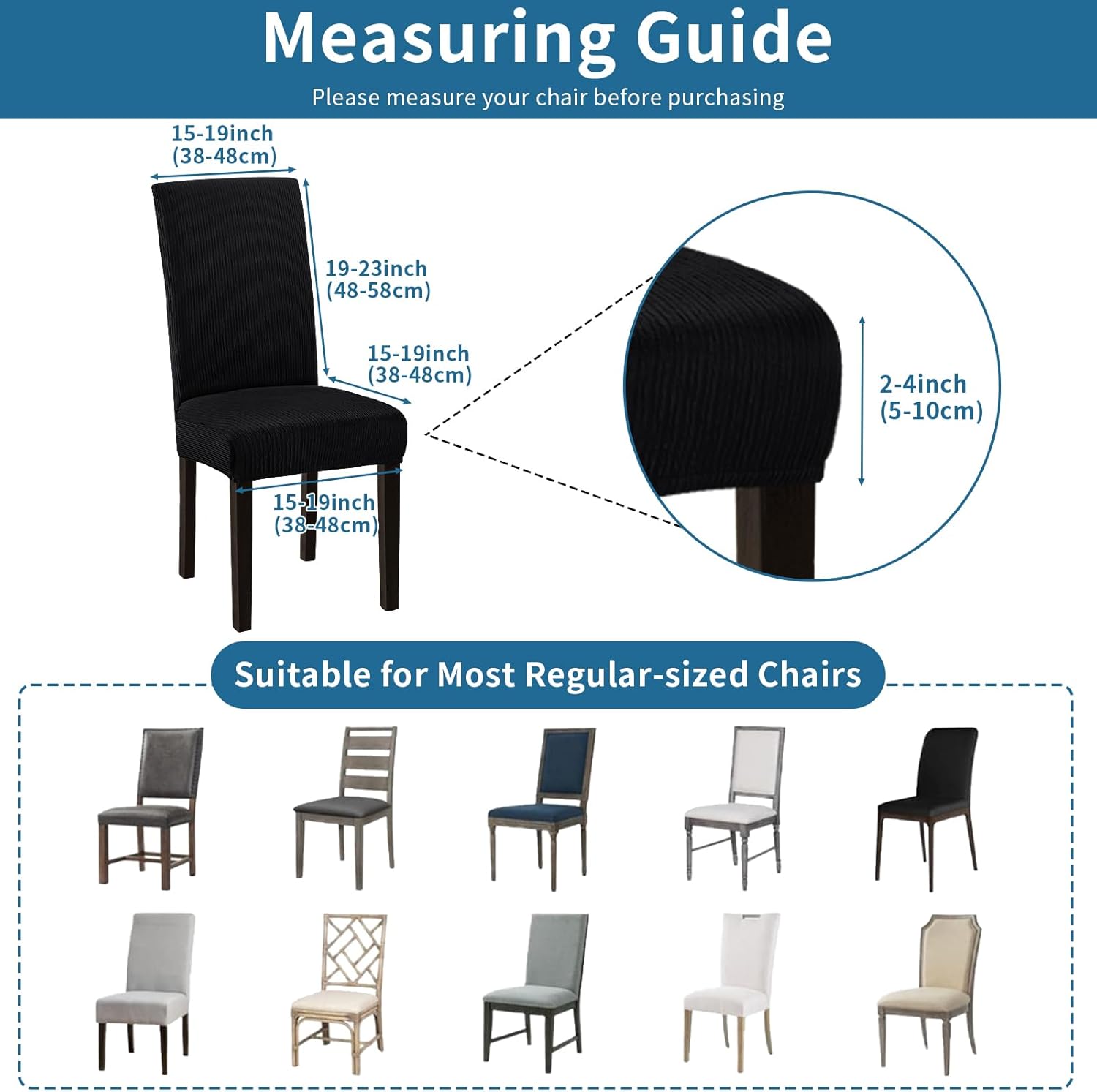 Stretch Dining Room Chair Covers Set of 6, Removable Washable Chair Covers for Dining Chairs,Dining Room, Hotel, Ceremony