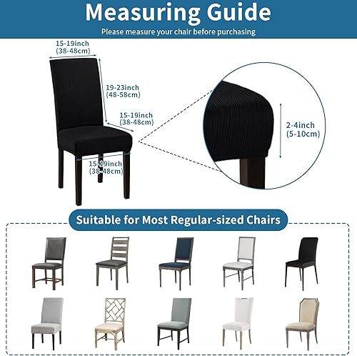 Miniatura 5 de Juego de 6 fundas elásticas para sillas de comedor, extraíbles y lavables, para sillas de comedor, hotel, ceremonia