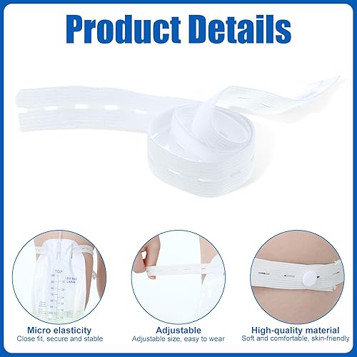 Miniatura 4 de Geiserailie 20 bolsas de catéter para piernas, bolsa de drenaje urinario con válvula antirreflujo, suministros de catéter con 2 soportes