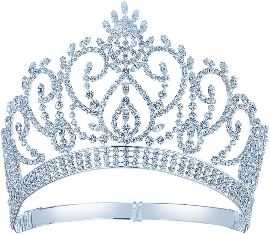 Vintage Style Pageant Tall 4.5" Tiara Full Circle Round Crystal Crown T1724