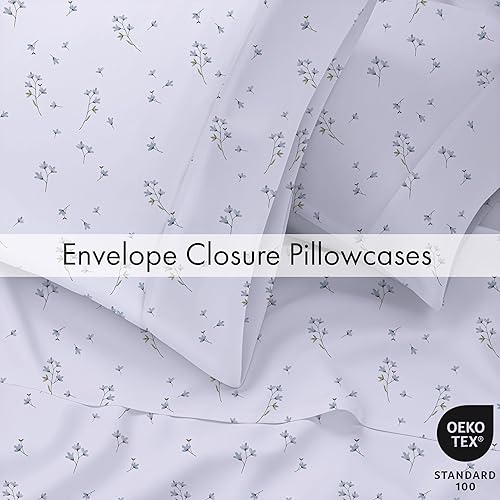 Miniatura 7 de RUVANTI Juego de 6 sábanas de algodón - Sábanas de cama de percal crujiente de algodón 100% natural suave, ligero y transpirable, juego de sábanas