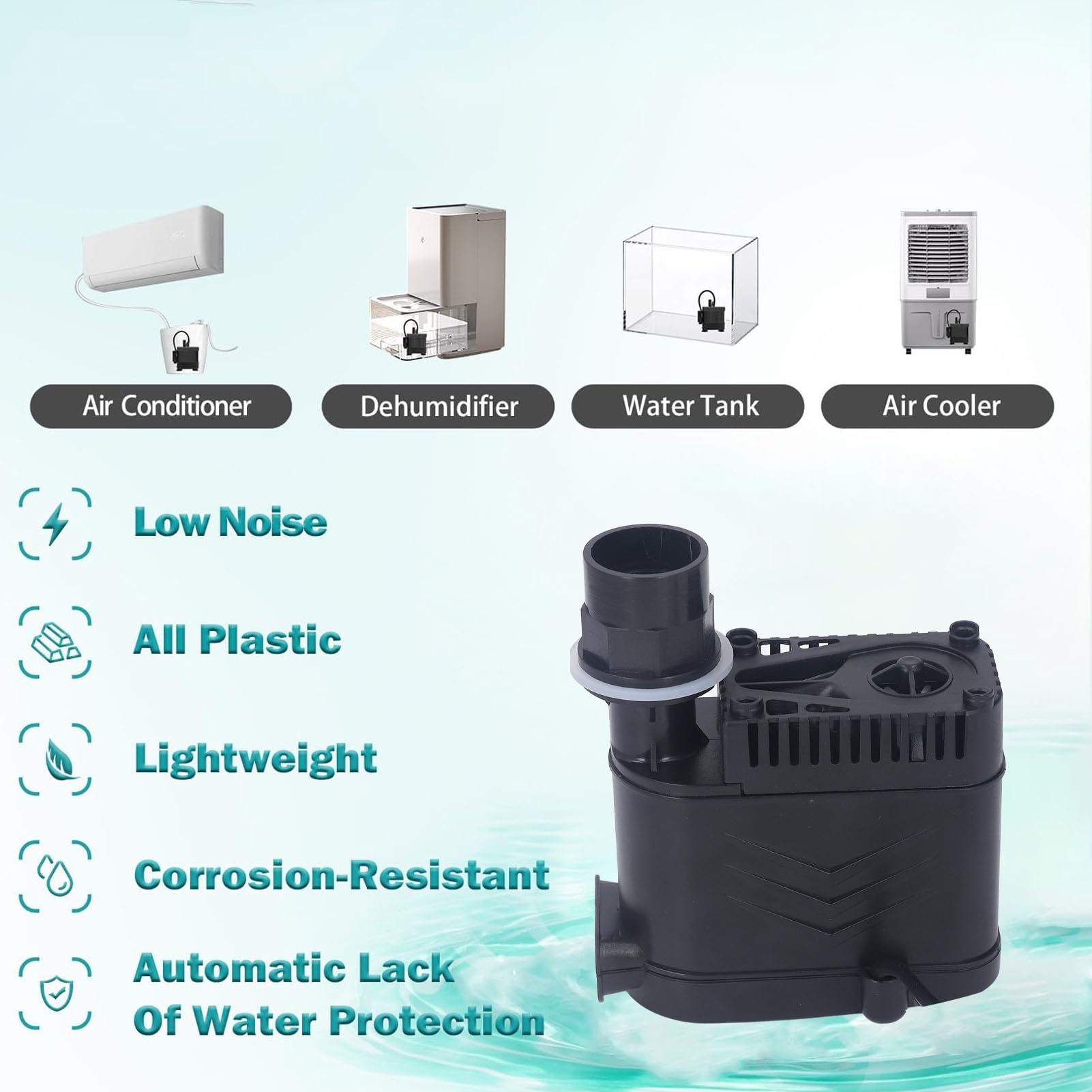 Bomba de Agua de Aire Acondicionado 35W, Bomba de Condensado Automática 3000LPH IPX8 Bomba de Condensado HAVC Impermeable 1m de Elevación
