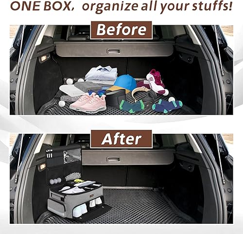 Miniatura 4 de Skureay Organizador de Maletero de Coche para Golf, Múltiples Compartimentos, Organizador de Almacenamiento de Coche de 2 Capas con Compartimento