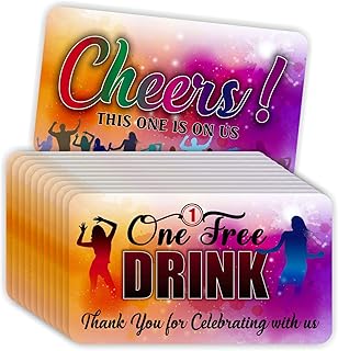 PARTH iMPEX One Free Drink Ticket - (Pack of 100) Coupon Cards 3.5"x2" Redeem Gift Vouchers for Business Wedding Party Raffle Events