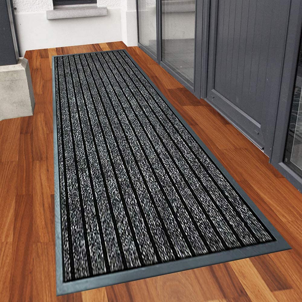 Tapis antidérapant gris-noir facile à nettoyer pour salon et chambre