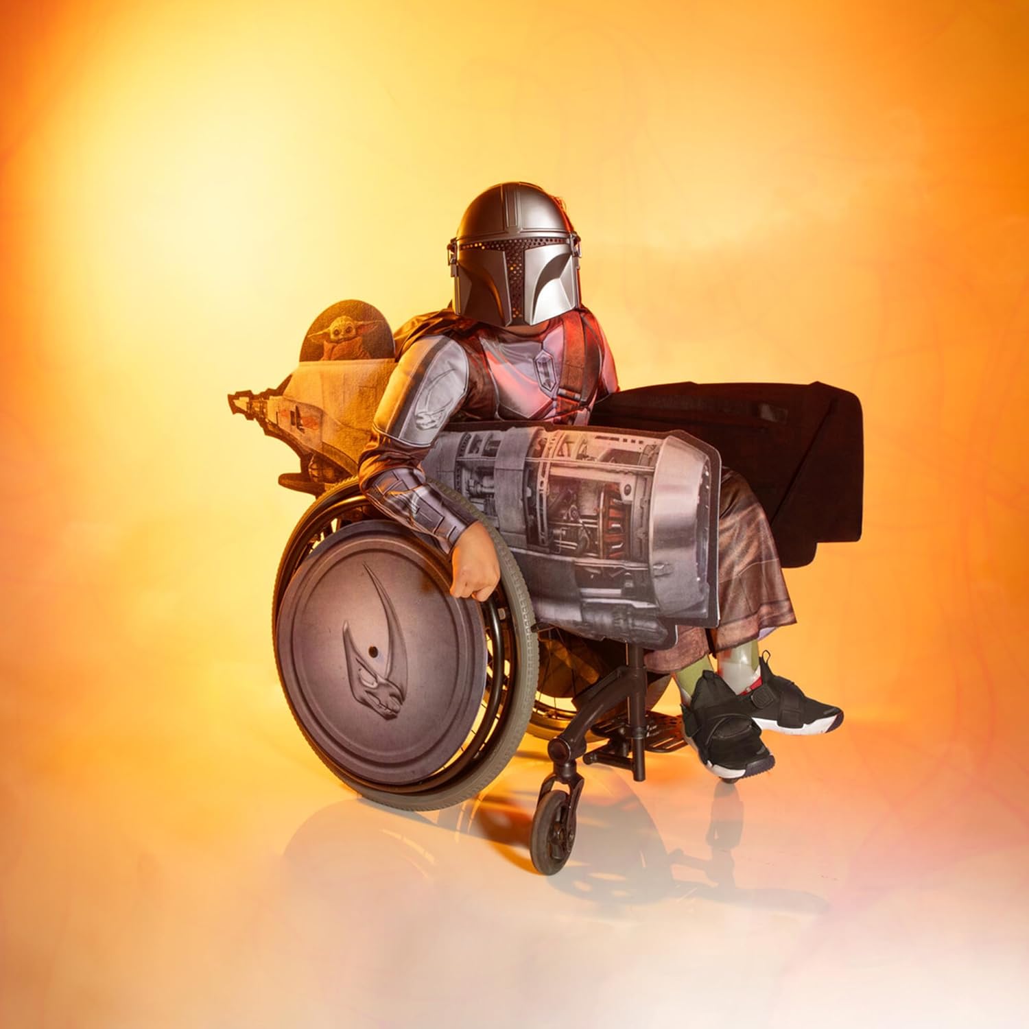 STAR WARS The Mandalorian Official Youth Adaptive Costume - Costumes with Adaptive Features (Wheel Cover Sold Separately)