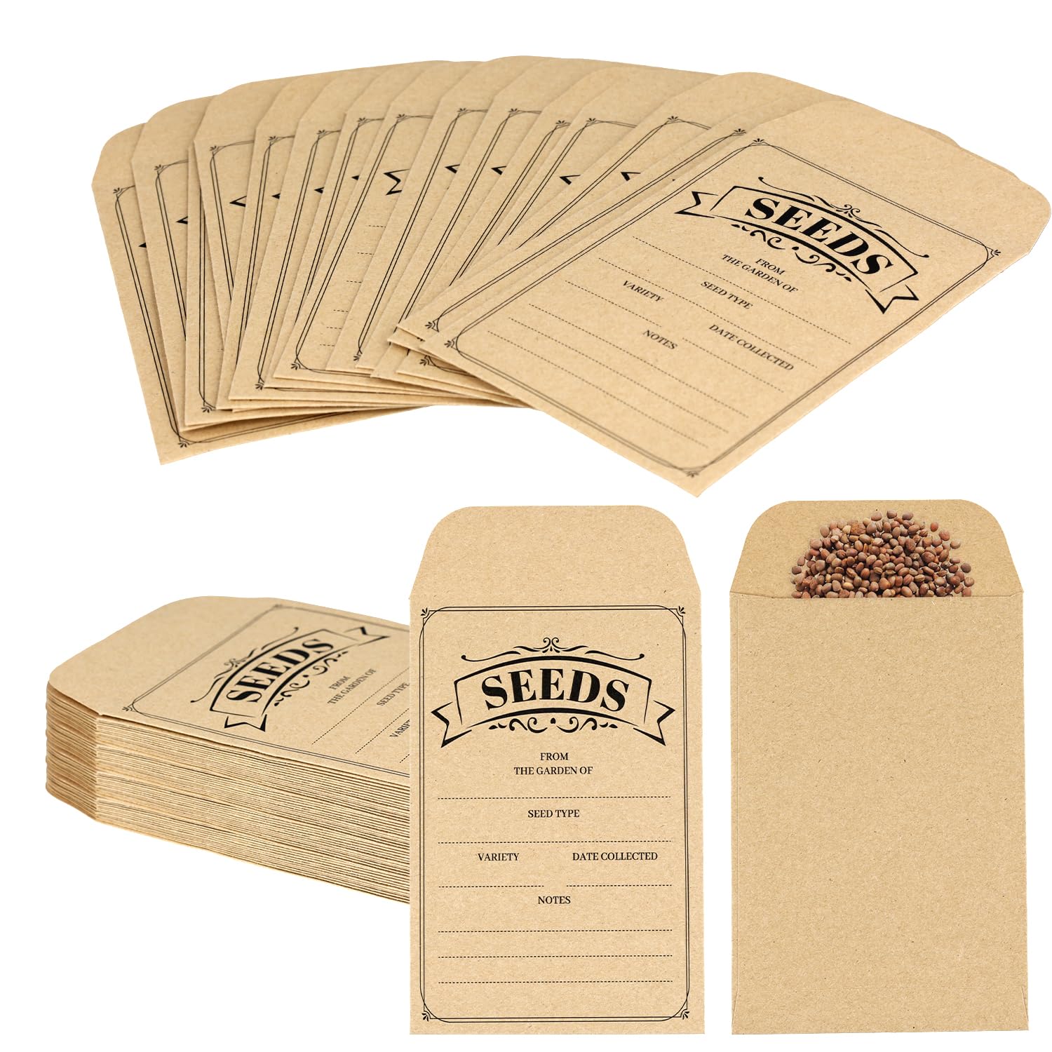 Lot De 60 Sacs Alimentaires Refermables En Papier Kraft Avec Fenêtre Transparente Pour Noix