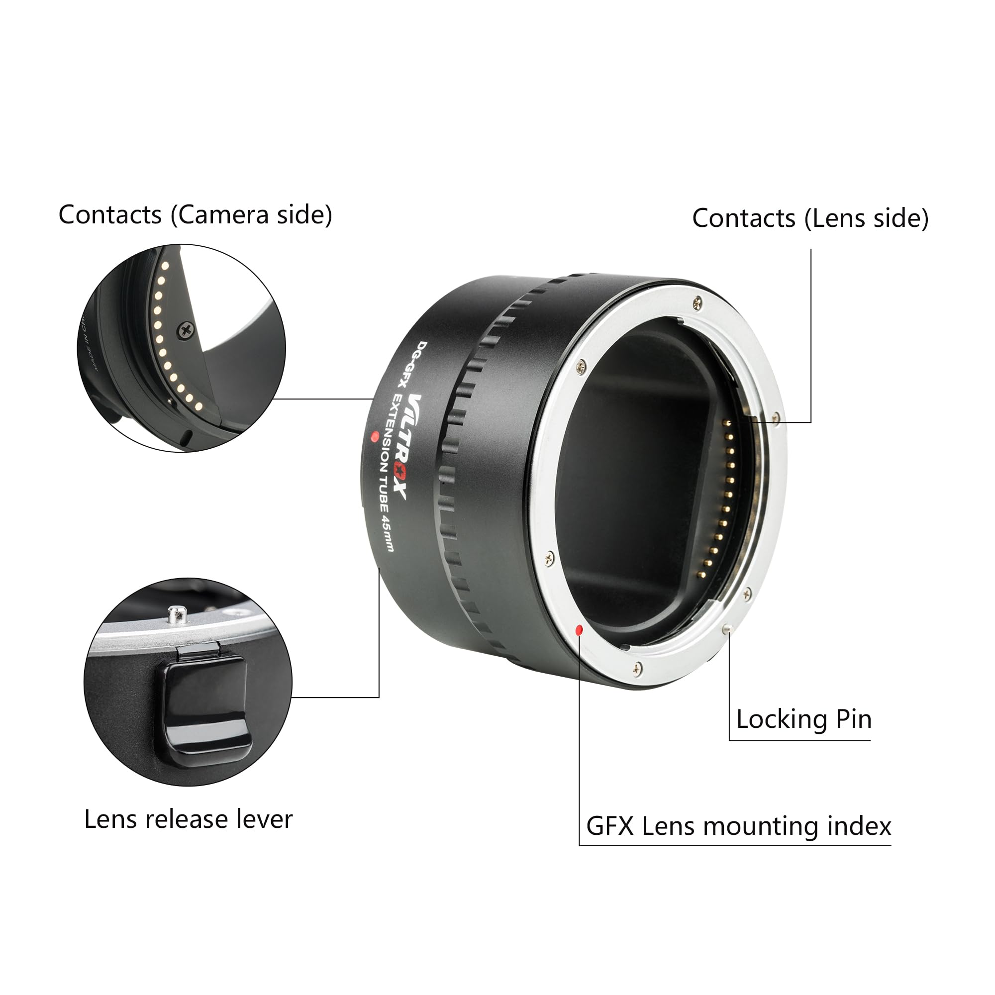 VILTROX DG-GFX 45mm Autofocus - Tubo de expansión Macro para cámara Fujifilm GFX100, GFX 50S, GFX 50R a Objetivo Fuji G-Mount