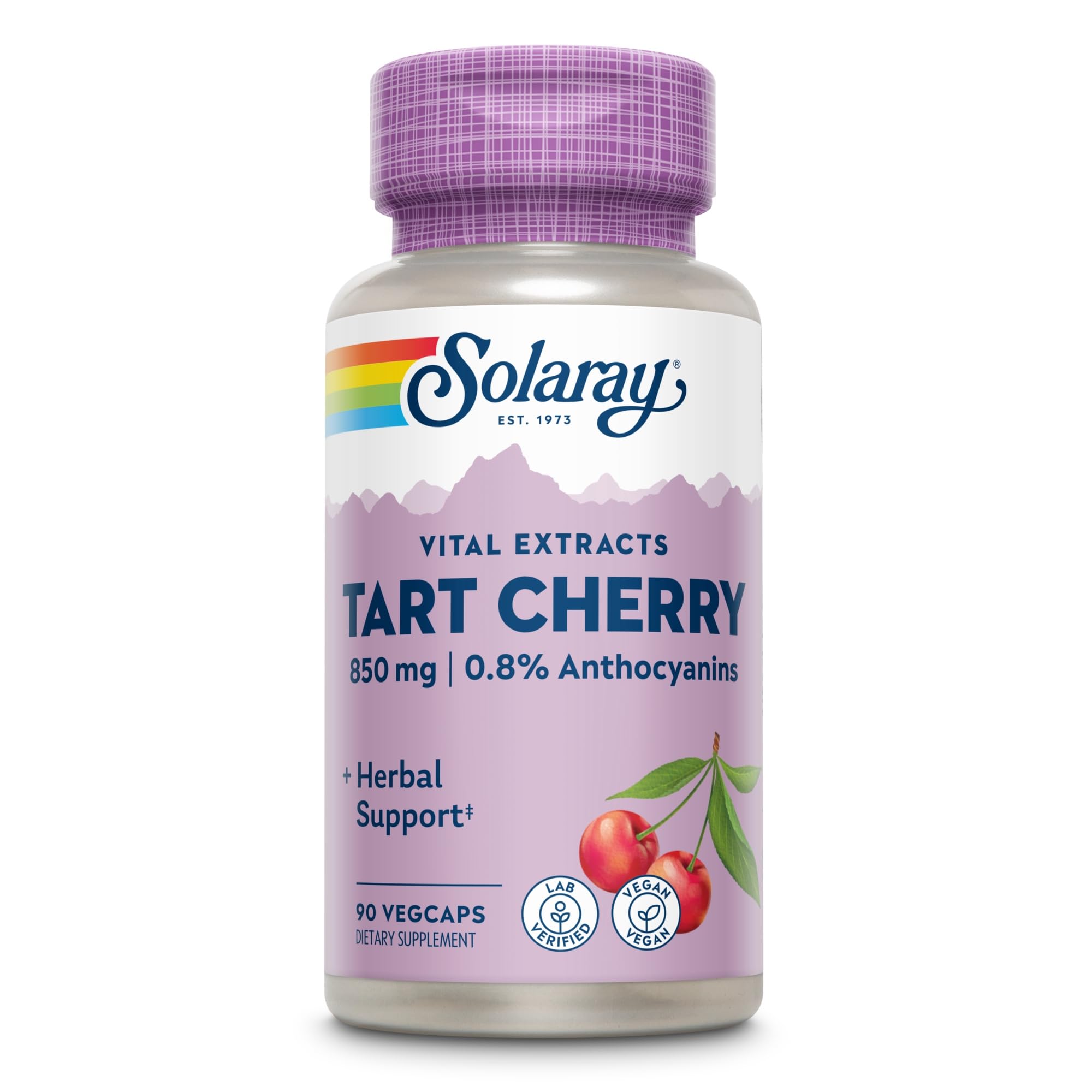 Solaray Sauerkirsche (Tart-Cherry) | 425 mg pro Kapsel | 90 Kapseln | laborgeprüft | glutenfrei | vegan | ohne Gentechnik | Nahrungsergänzungsmittel mit Antioxidantien & Nährstoffen