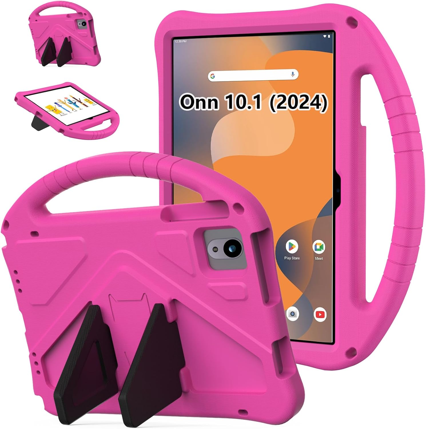 YRH for Onn 10.1 Tablet Case (Gen 4) 2024 (Model: 100135925), EVA Kids Shockproof Cover for Onn Tablet Case 10.1 inch, Black