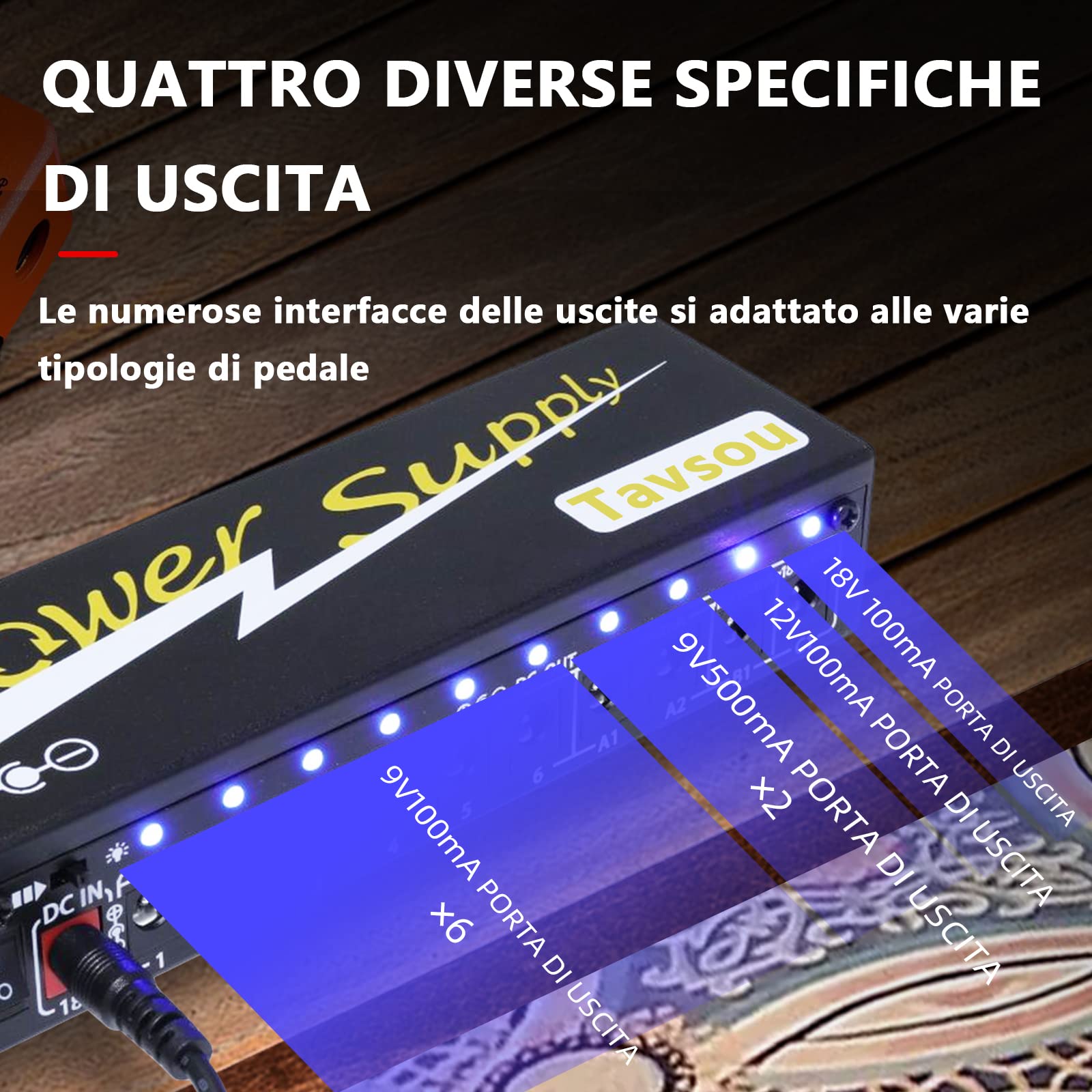Alimentazione elettrica per pedali effetto chitarra 10 uscita DC isolata 9V/12V/18V con protezione separata di cortocircuito Adattatore EU