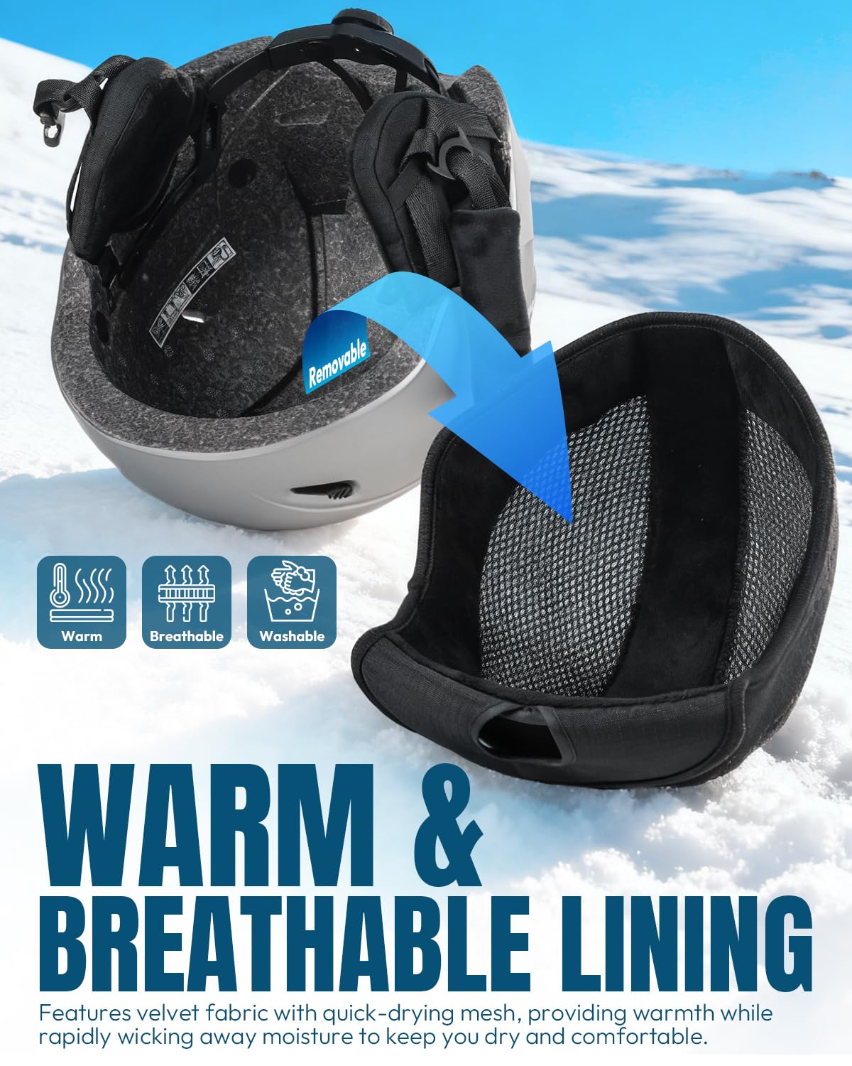 Kask narciarski dla mężczyzn i kobiet, regulowany kask narciarski z 12 otworami wentylacyjnymi, wyjmowana wyściółka wewnętrzna i nauszniki, lekki kask snowboardowy do sportów zimowych (srebrny