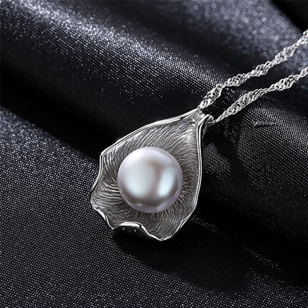 Gioielli di Perle, Ciondolo con Collana di Perle Conchiglia, Gioielli in Argento Sterling 925, collane per Donna
