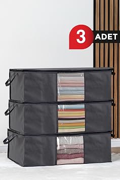 3 LÜ Antrasİt Pencerelİ Baza HurÇ 64x45x22