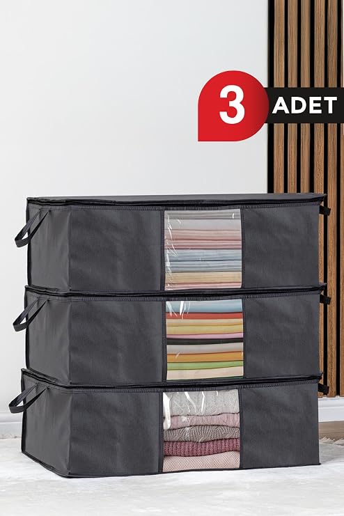 3 LÜ Antrasİt Pencerelİ Baza HurÇ 64x45x22