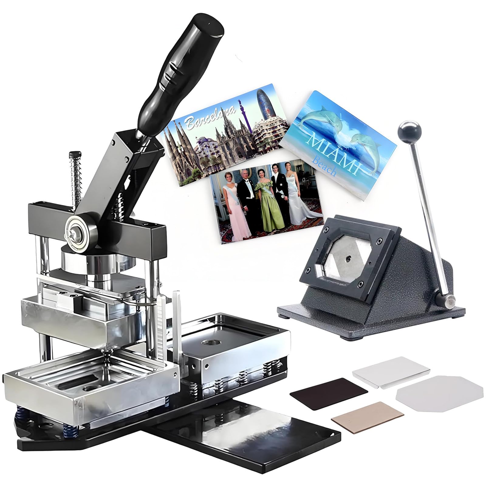 YXYLJOZ DIY Fridge Magnet Badge Maker Kit - Professional Metal Button Machine with Paper Cutters & 100 Supplies - Perfect for Custom Picture Badges & Gifts (80x53mm)