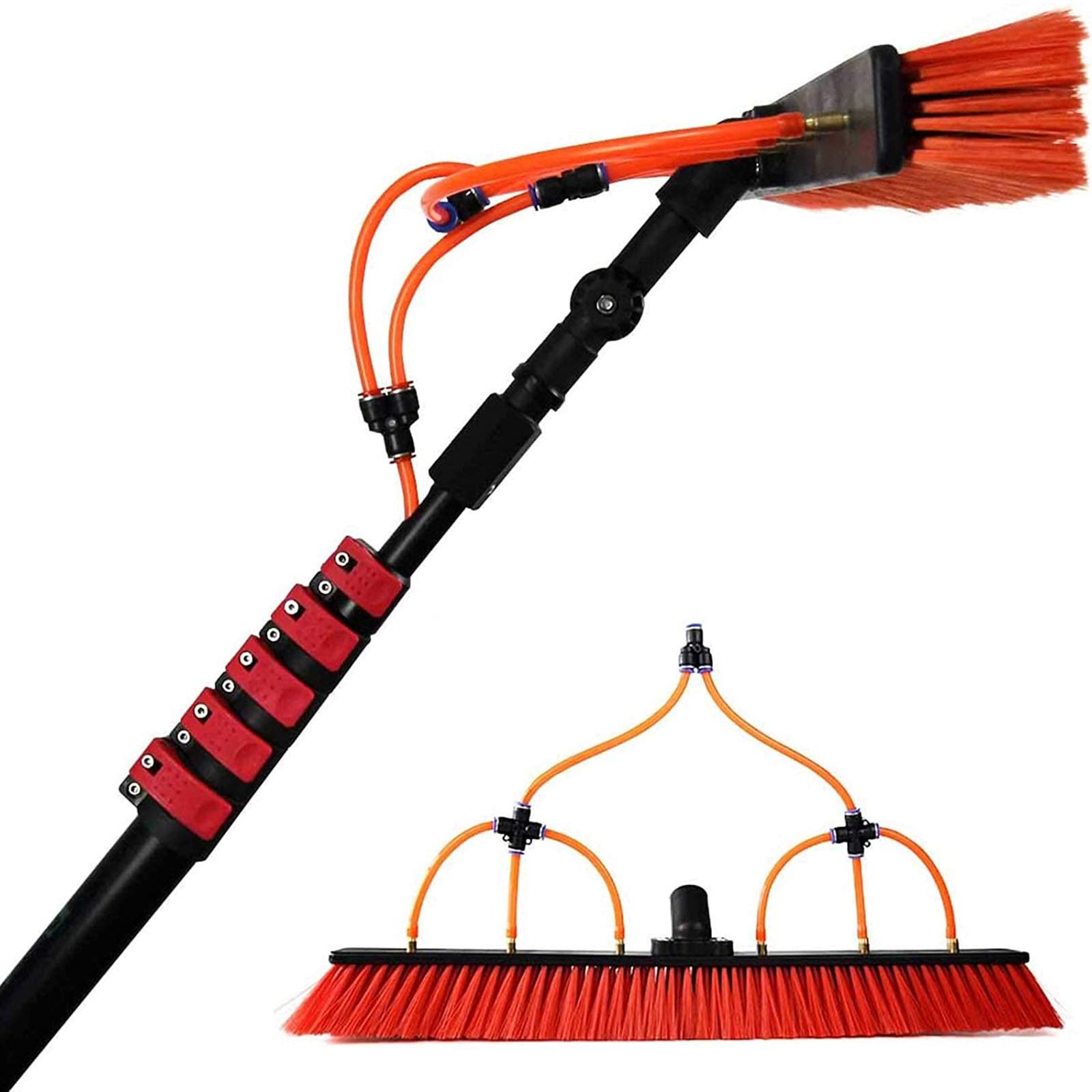 Aioneer Water Fed Telescopic Brush, 3.6-11M Window Cleaning Pole Brush Window And Solar Panel Cleaning System Windows Cleaning & Trucks Water Fed Pole Kit,24Ft/7.2M-20FT/6M