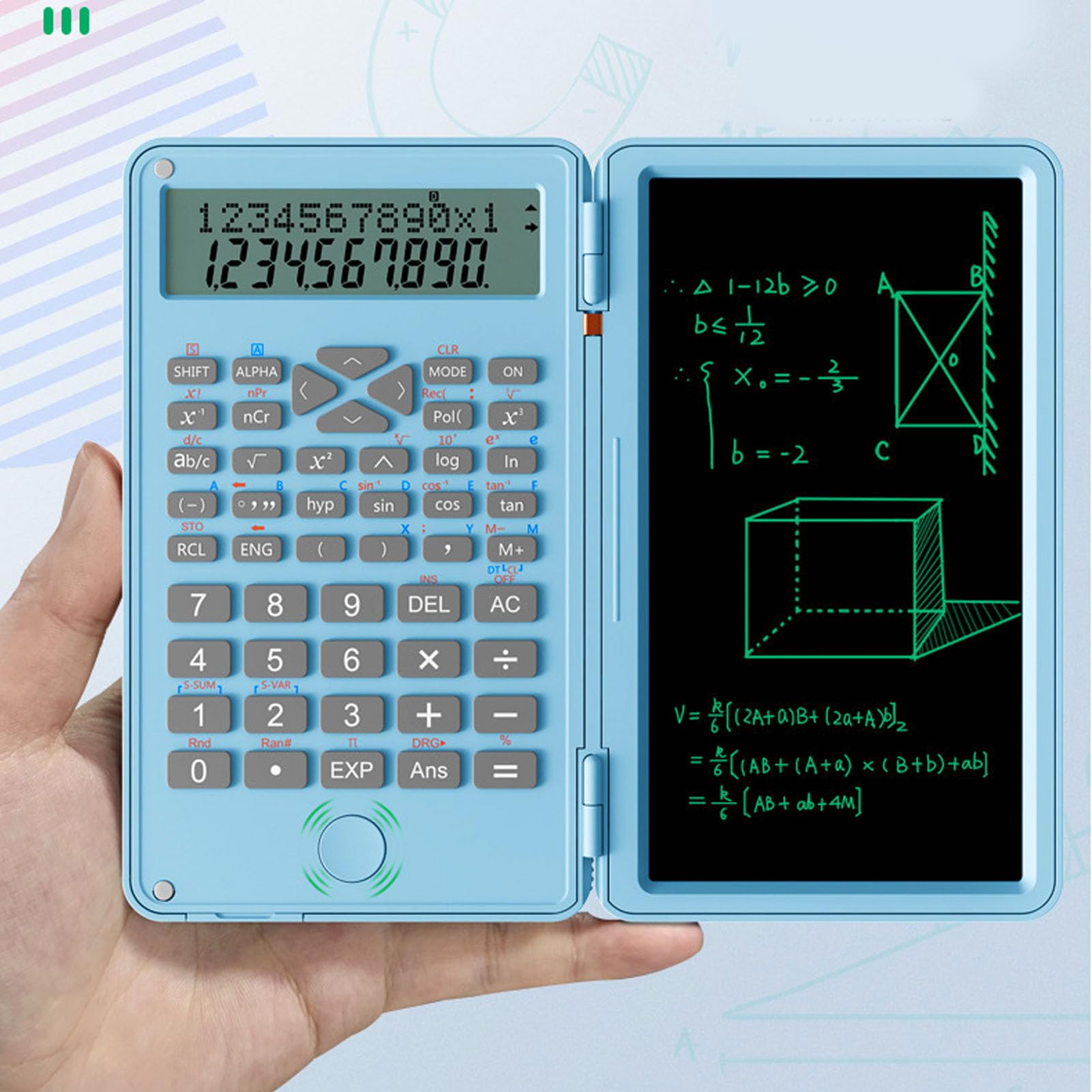 Calculatrice Scientifique Avec Bloc-notes LCD – Écran 2 Lignes 12 Chiffres, Stylet Inclus, Portable