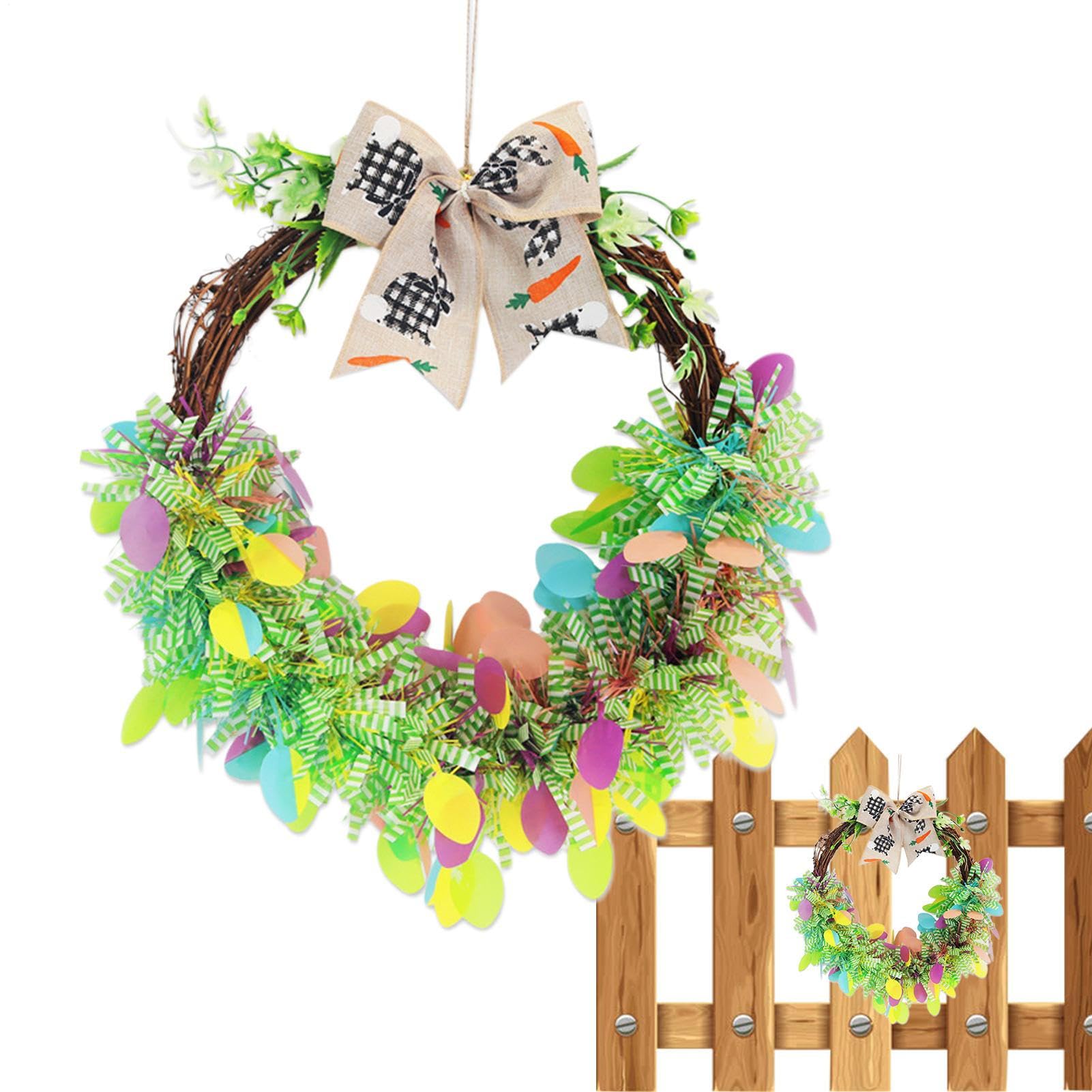 Couronne de Pâques colorée et printanière pour fenêtres et ornements de jardin