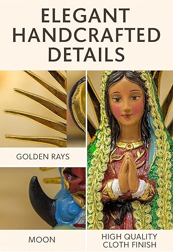 Miniatura 6 de Estatua de resina de Nuestra Señora de Guadalupe - Figura católica, tres vestidos de 8", 12" y 20" con capa frabic  Virgen de Guadalupe figuria