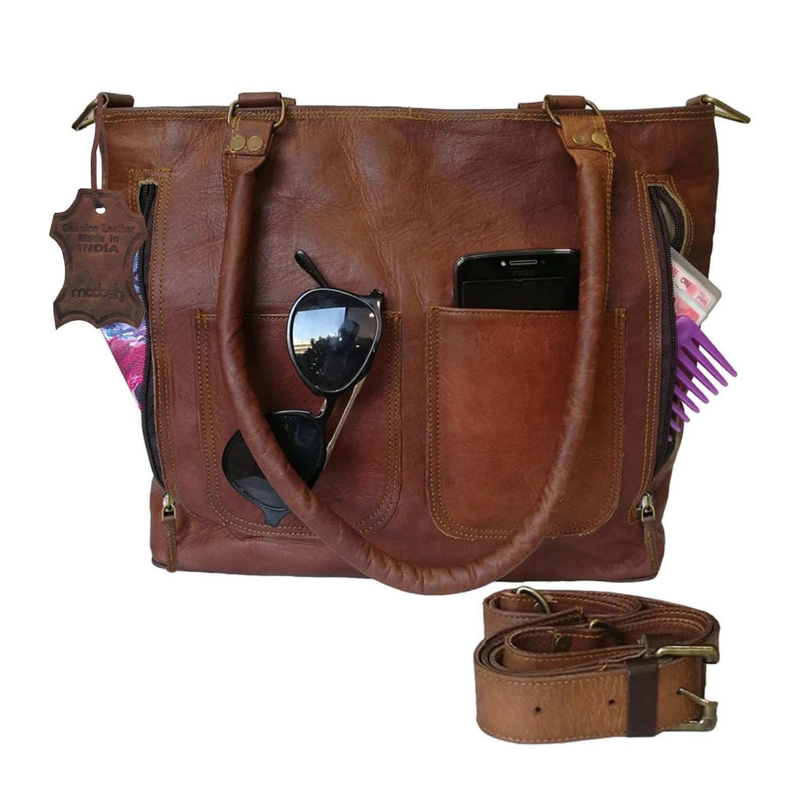 Madosh, Genuine Leather Brown Tote Women Messenger Bag Ladies Purse Crossbody Shoulder Handbag Satchel Bag (B07YMSDPSH) Amazon Price History, Amazon Price Tracker