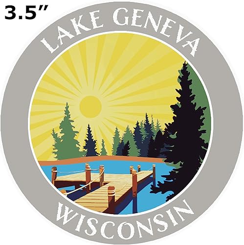 Miniatura 6 de Lake Dock - Lago Ginebra - Wisconsin 3.5 pulgadas ventana coche camión calcomanía vacaciones tema novedad apliques
