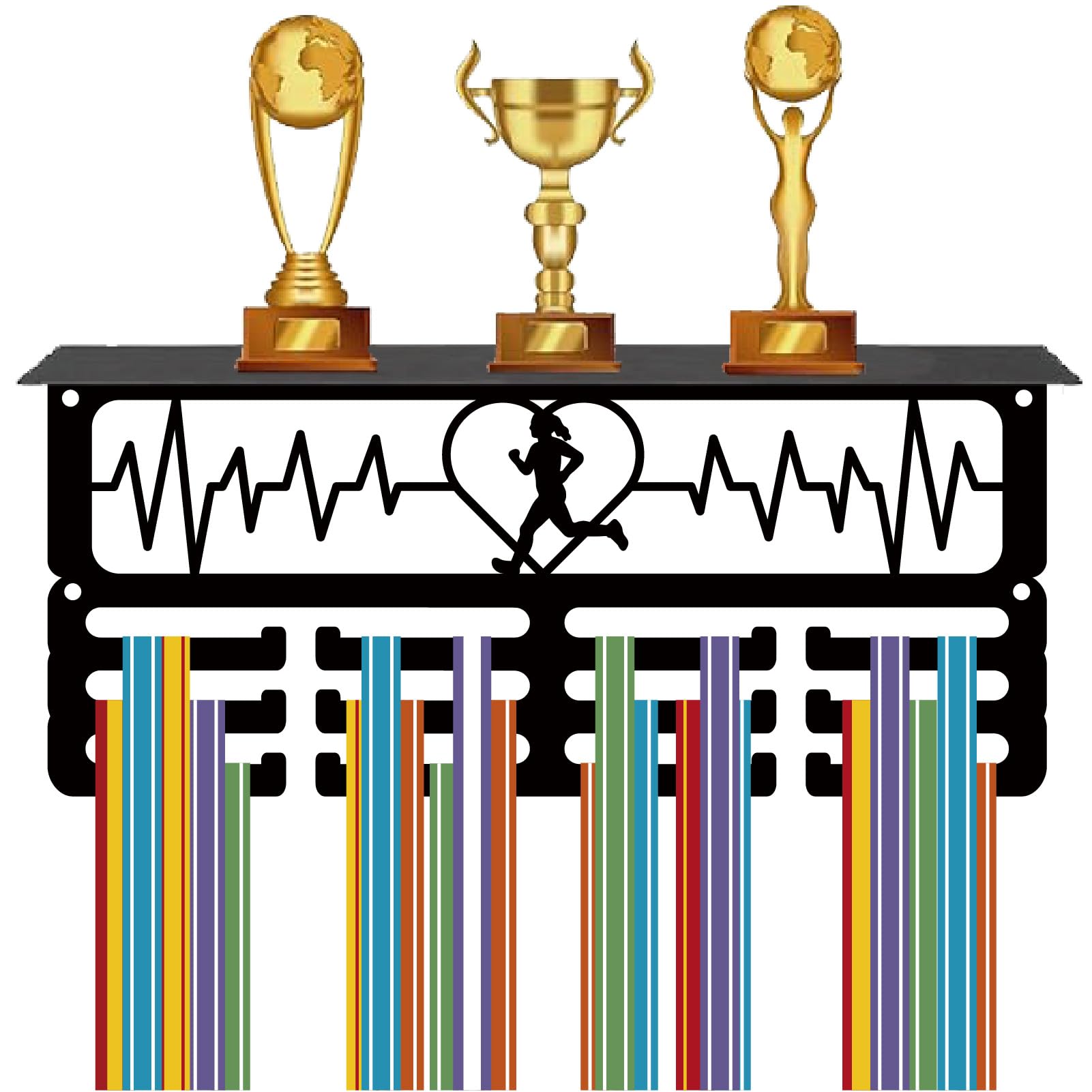 CREATCABIN Soporte para Medallas de Fútbol, Estante para Trofeos, Colgador de Medallas con 12 Gancho, Soporte para Estante Deportivo de 4 s, Soporte para Pared para 70 o Más Medallas para Hombres — view 16