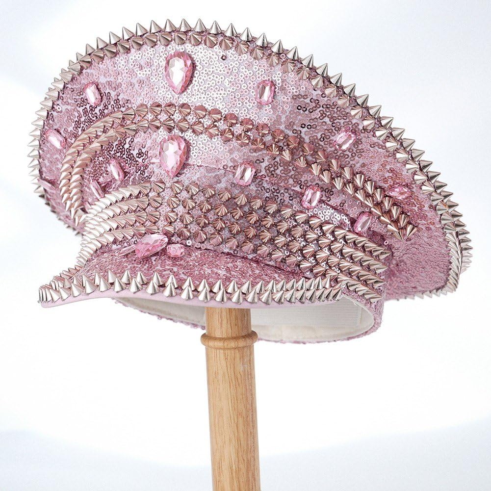 Cappello con Lucidi Cappello con Borchie Rivetto Cappello Ballo Stile Punk Cappello Capitano Cappellini Steampunk alla Moda per Feste Cosplay