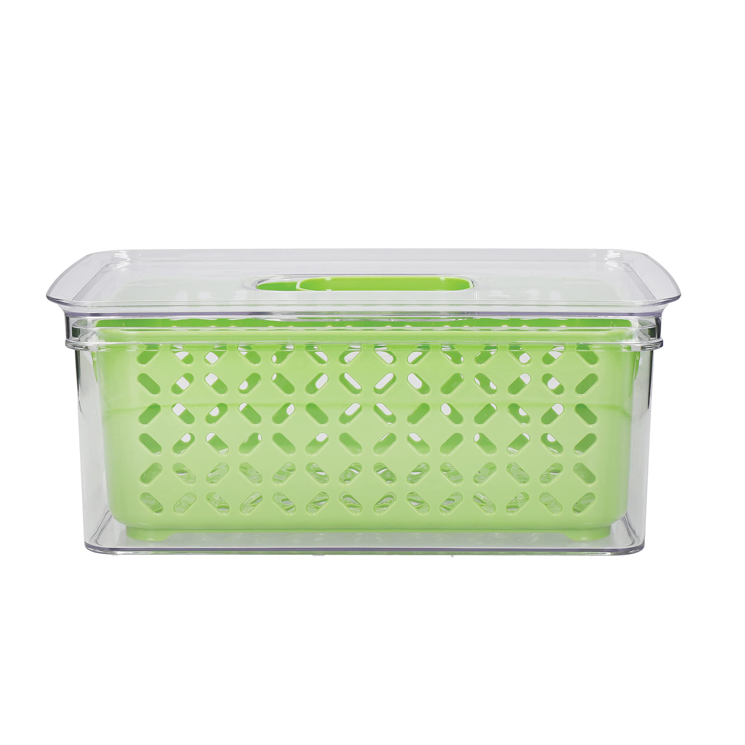 MasterClass Fresh Keeper Stacking Lidded Fridge Storage Box, 1L, Green