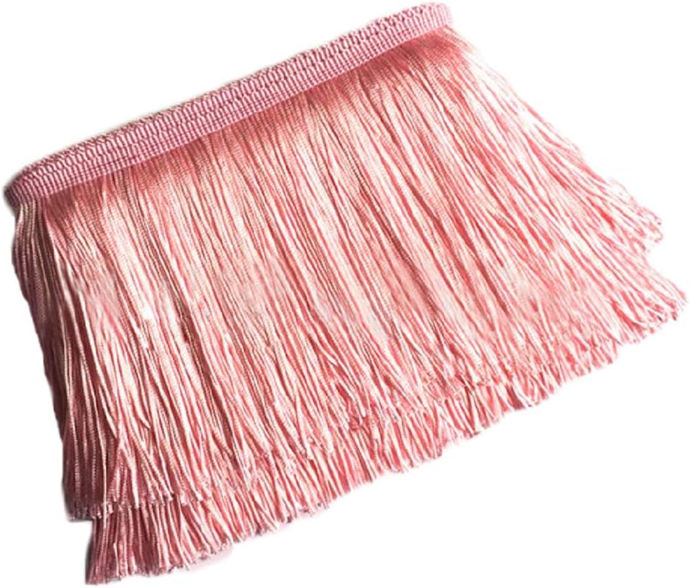 Yalulu 10 Meters 10 Wide Lace Fringe Trim Tassel Fringe Trimming for DIY Latin Dress Stage Clothes Accessories Lace Ribbon (Pink)